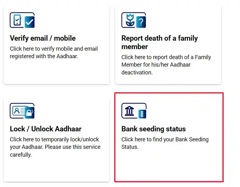 Click on Aadhaar Bank Seeding Status Widget
